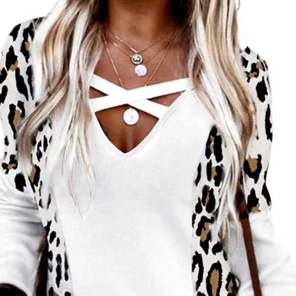💜 New Leopard Criss Cross Neck Top - Picture 2 of 4
